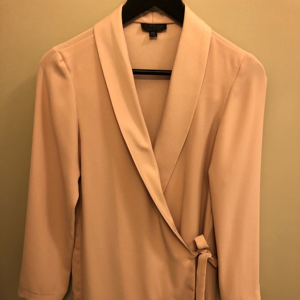Topshop blazer dress in blush pink